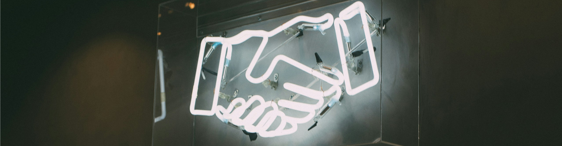 Neon Shaking Hands Banner