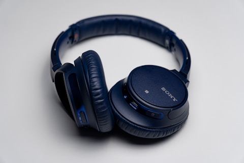 Blue headphones front view